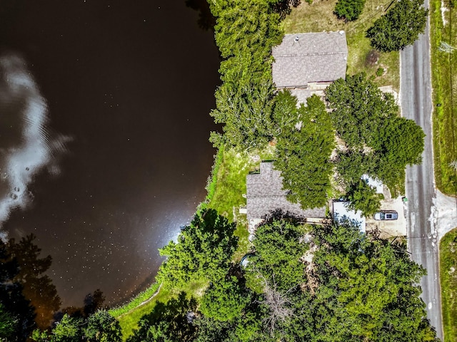 bird's eye view featuring a water view