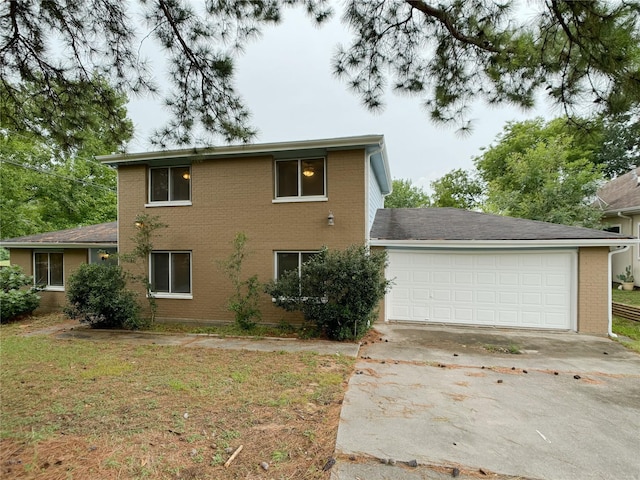 exterior space with a garage