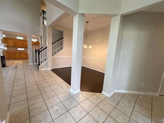 foyer with light tile patterned flooring