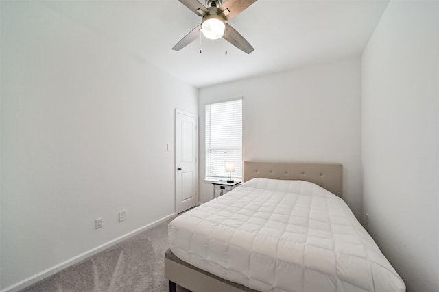 bedroom featuring ceiling fan and carpet flooring