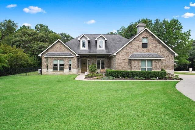 view of front of property with a front lawn