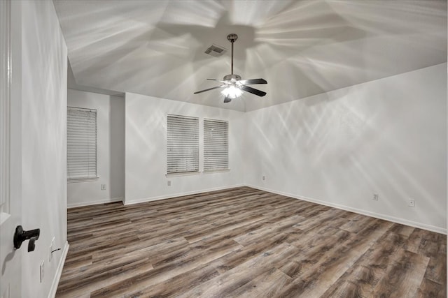 interior space featuring hardwood / wood-style floors and ceiling fan