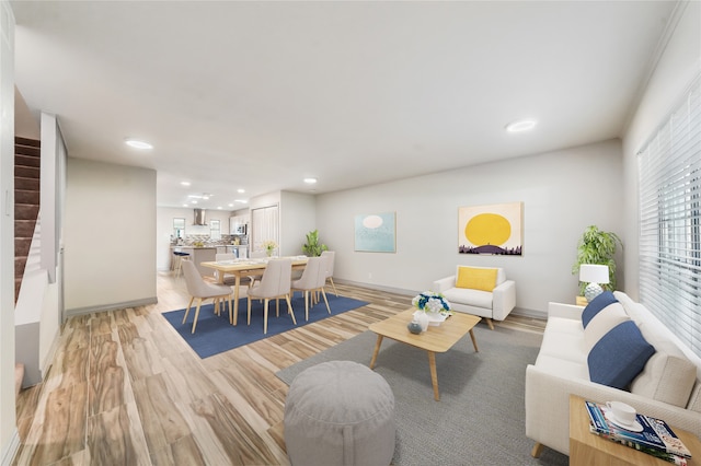 living room featuring light hardwood / wood-style flooring