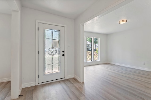 entrance foyer with light hardwood / wood-style flooring