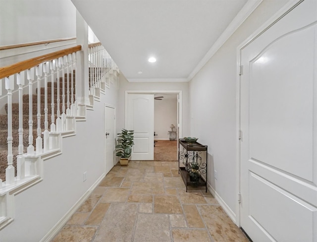 interior space with ornamental molding