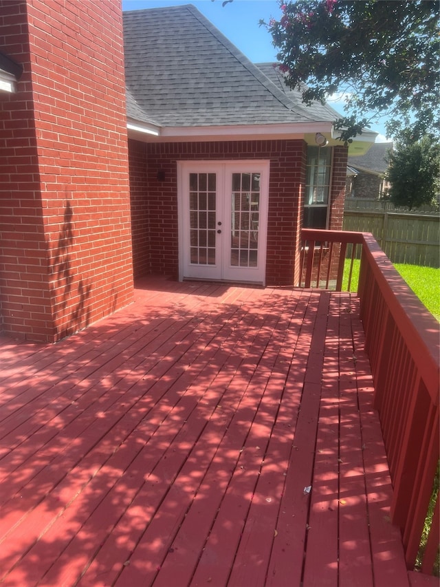 wooden deck with french doors