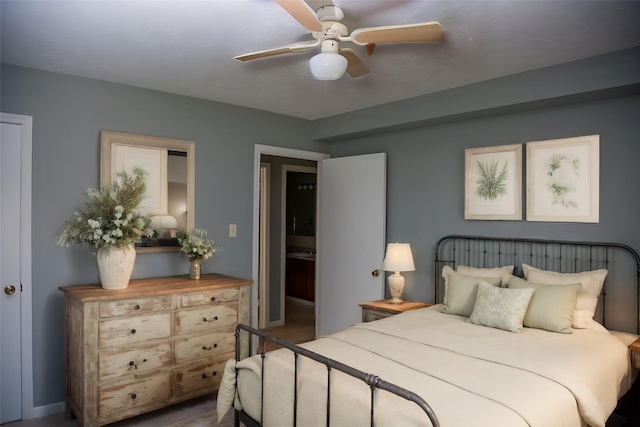 bedroom featuring ceiling fan