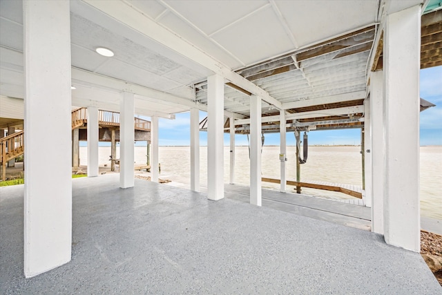 view of patio / terrace with a water view