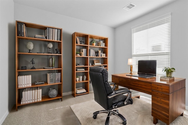 office featuring light colored carpet