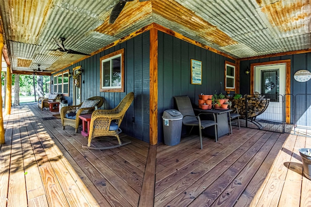 deck featuring ceiling fan