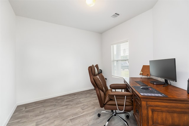 office featuring light hardwood / wood-style flooring