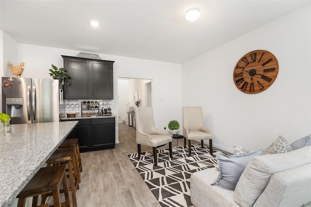 living room featuring light hardwood / wood-style flooring