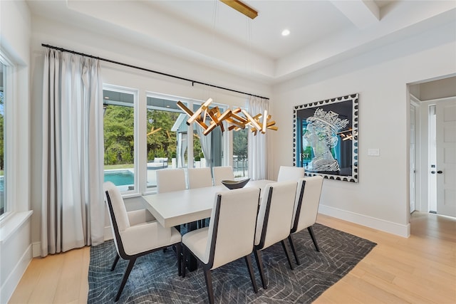 dining space featuring light wood-type flooring