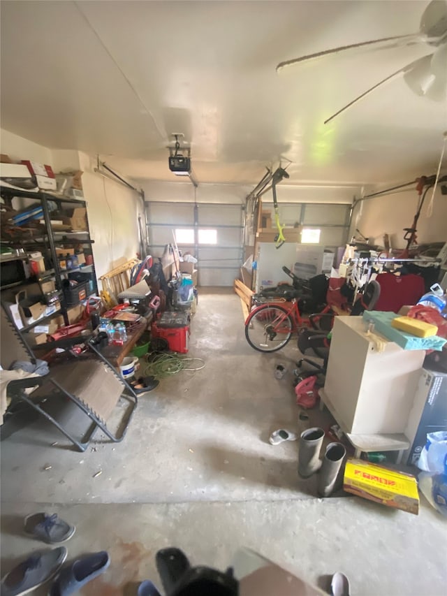 garage with a garage door opener