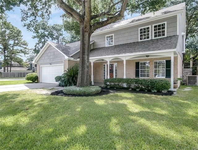 view of front of home featuring a garage and a front yard