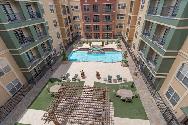 view of pool featuring a patio