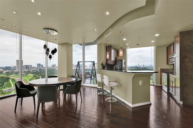 dining space featuring dark hardwood / wood-style flooring