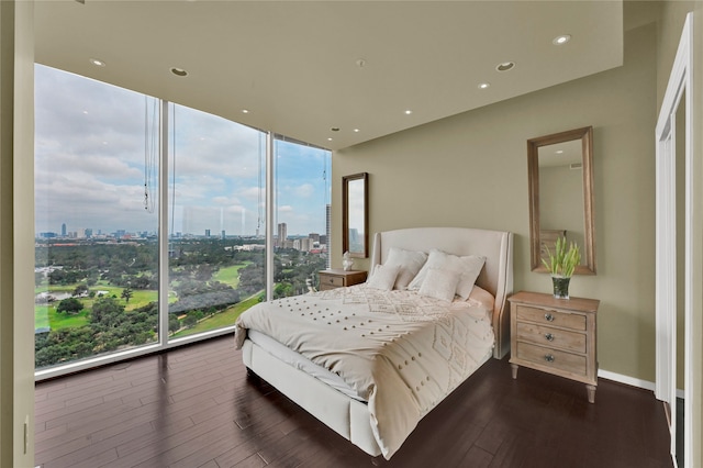 bedroom featuring dark hardwood / wood-style flooring