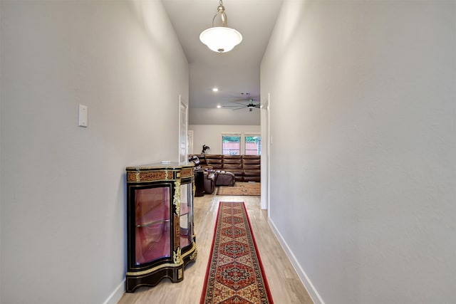 hallway featuring light wood-type flooring