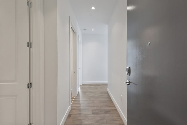 hall featuring light wood-type flooring