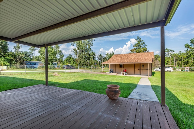 deck with a lawn