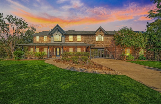 view of front of house featuring a lawn