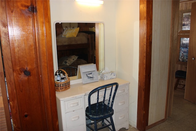 home office featuring light tile patterned floors