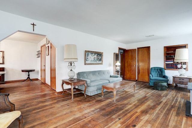 living room with hardwood / wood-style floors