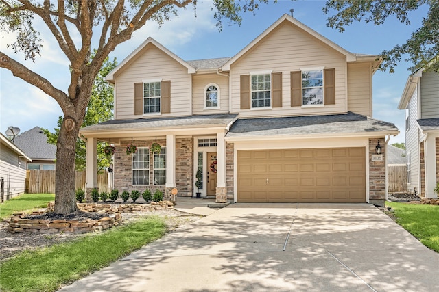 view of front of house with a garage