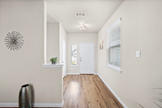 doorway to outside featuring light hardwood / wood-style floors