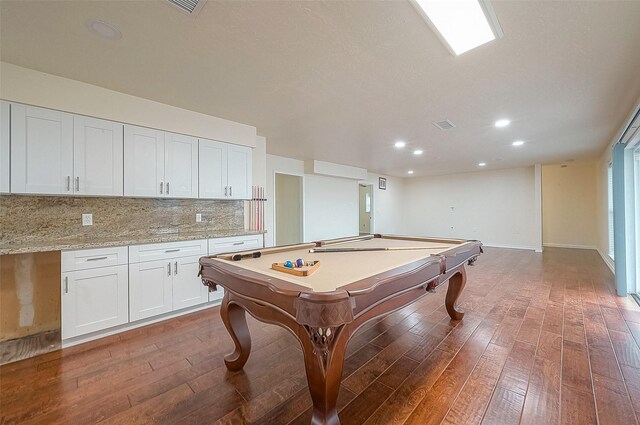 game room featuring pool table and wood-type flooring