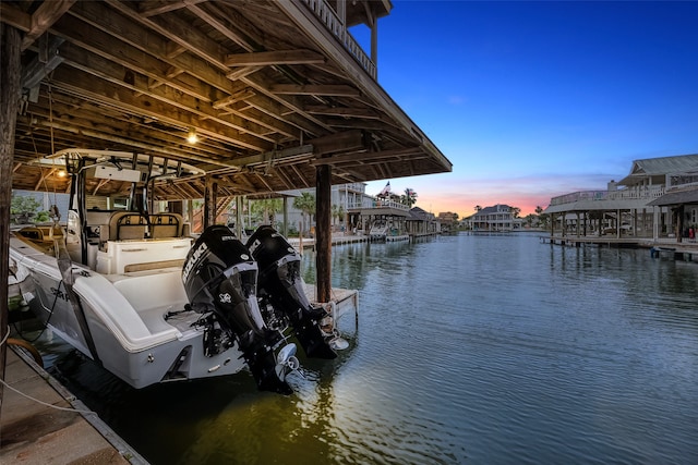 view of dock featuring a water view