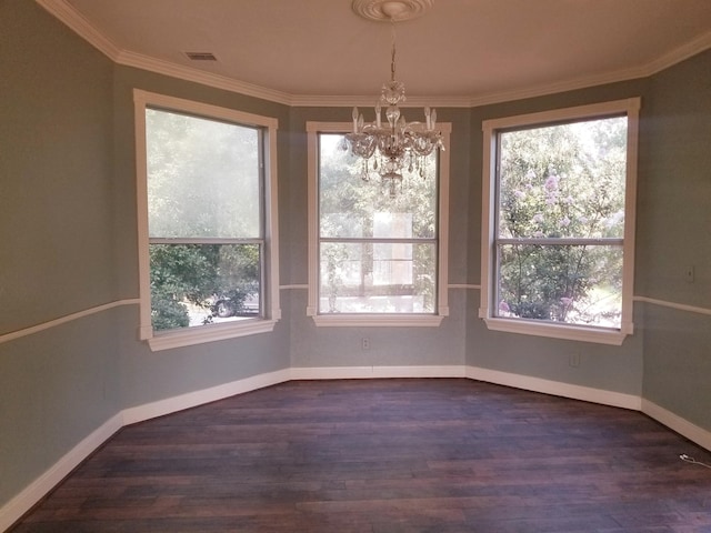 unfurnished dining area featuring dark hardwood / wood-style floors and plenty of natural light