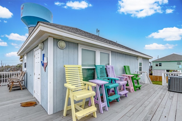 deck featuring central air condition unit