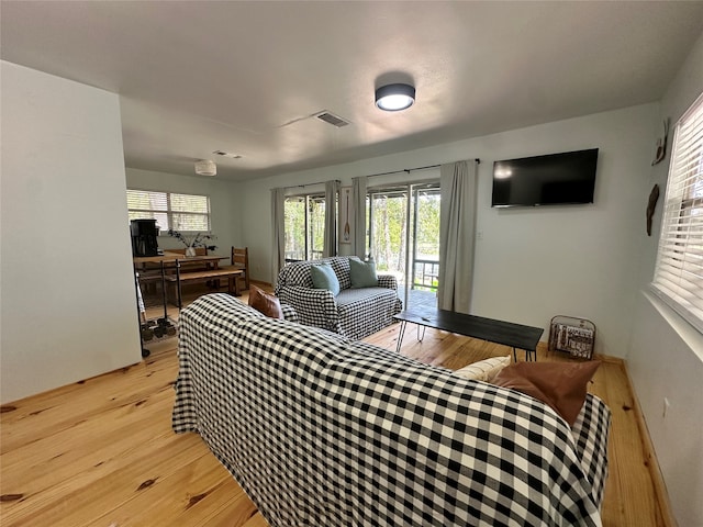 living room featuring light hardwood / wood-style floors