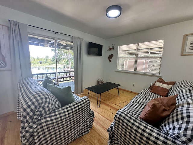 living room featuring plenty of natural light and wood-type flooring