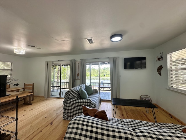 living room featuring light wood-type flooring