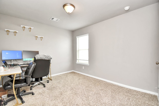 view of carpeted office space