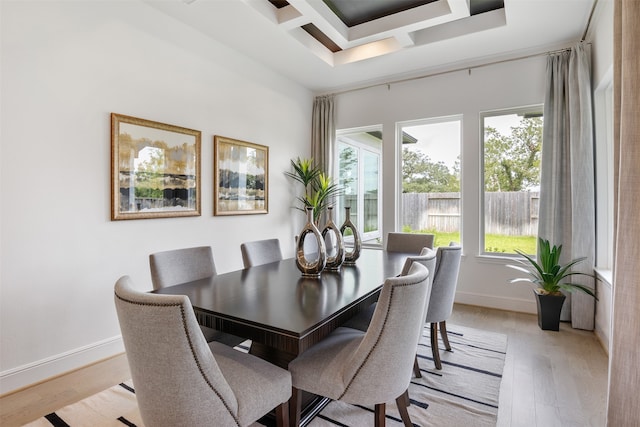 dining space featuring light wood-type flooring