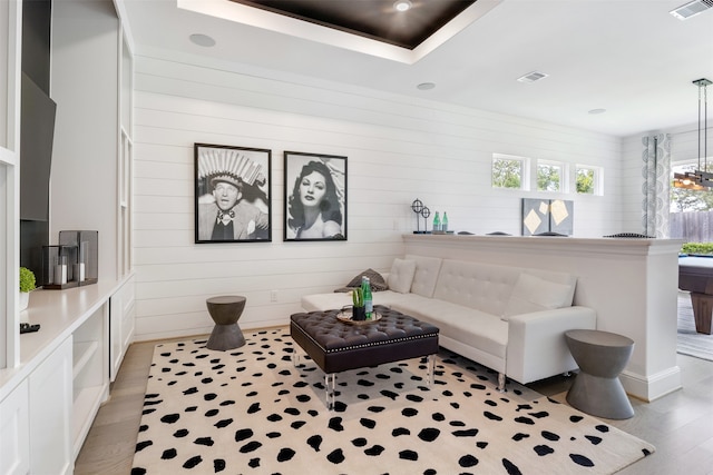 living room with light wood-type flooring