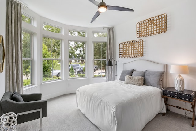 bedroom featuring carpet and ceiling fan