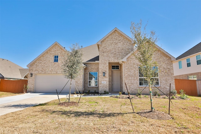 view of front of home featuring a garage and a front yard