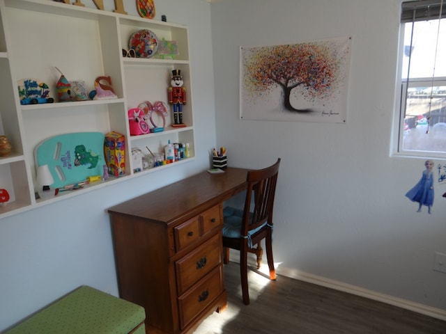 office area with hardwood / wood-style floors