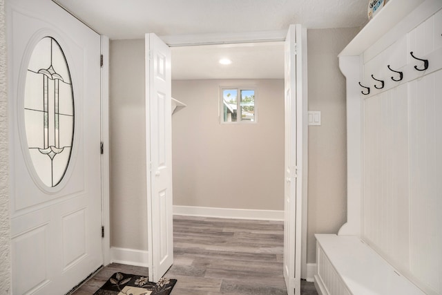 mudroom with light wood-type flooring