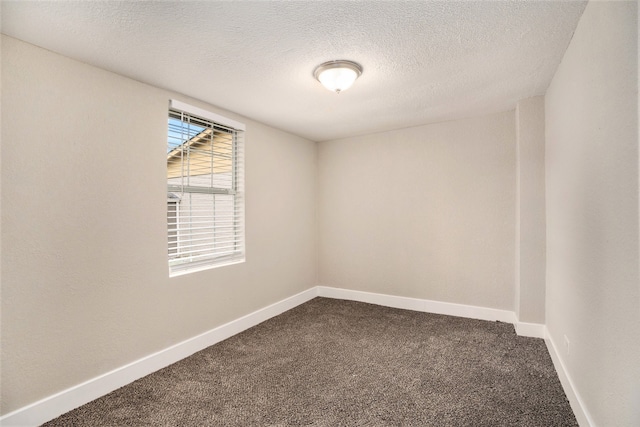 empty room featuring a textured ceiling and carpet flooring