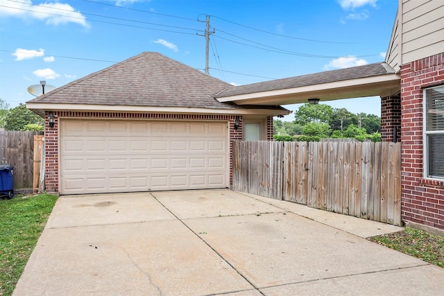 view of garage