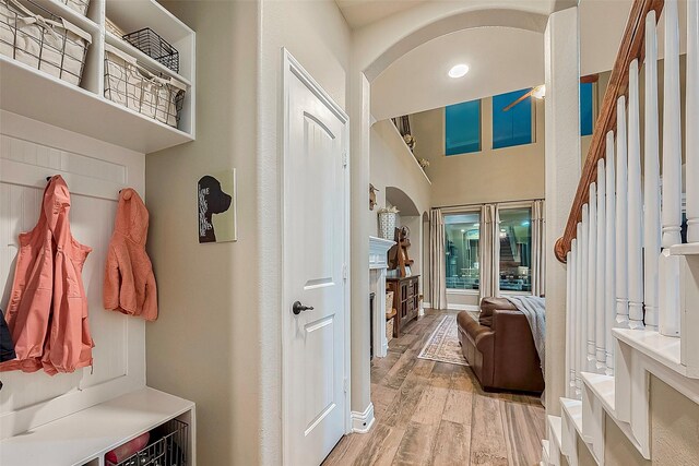 mudroom featuring light wood-type flooring