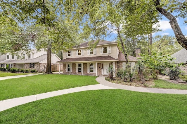 view of front of property with a front lawn