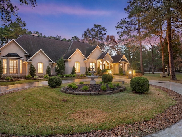 single story home featuring a yard