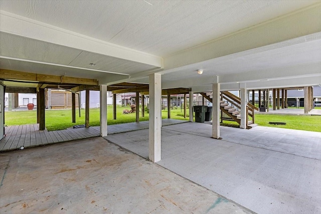 view of patio / terrace featuring stairway